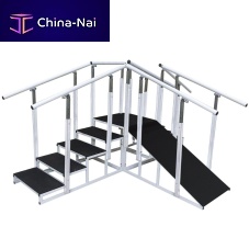 Corner rehabilitation staircase KSRwith 2 handrailswith ramp