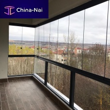 Aluminum window WITHOUT GUIDE WITH GLASS RAILINGfoldingdouble leaf1 leaf