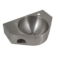 Wall-mounted hand basin Urban Vbrushed stainless steelwith towel rackfor public washroom