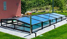 Low swimming pool enclosure Tarracotelescopicpolycarbonatemanual