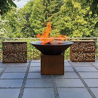 Wood-burning barbecue O-XLcommercialfree-standingCOR-TEN® steel