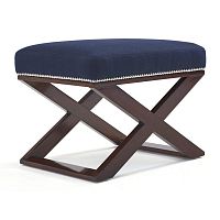 Traditional stool COTE D'AZUR wooden baseupholsteredblue
