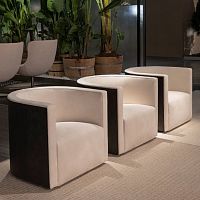 Contemporary armchair Confident fabricleatherwooden