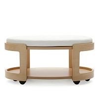 Contemporary ottoman fabricleatherwooden