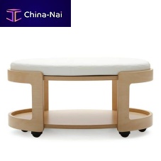 Contemporary ottoman fabricleatherwooden