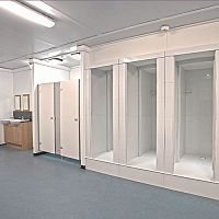 Aluminum shower cubicle with hinged doorrectangularfor public washroom