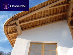 Wooden roof gutter semicircular