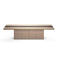 Contemporary boardroom table KEFAwood veneerleatherwooden base