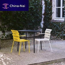 Contemporary garden chair outdoorwoodenmetal base