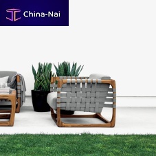 Contemporary armchair BUNGALOW fabricteakwith removable cushion