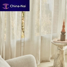 Plain sheer curtain fabric LIVO linenwashablejacquard