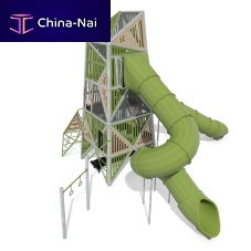 Playground structure Alpha® Tower EN - Design 6610powder-coated steelpolyethylenerecycled plastic
