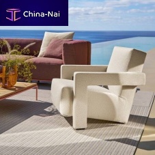 Contemporary armchair Utrechtfabricwoodenmetal