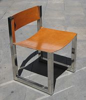 Bauhaus design chair DEL ESCRITORIO indoorleatherstainless steel base