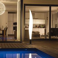 Contemporary light column LUNOCS FLAME metalpolyethyleneLED