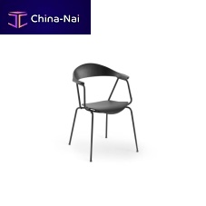 Contemporary chair PIUNindoorwoodenmetal base