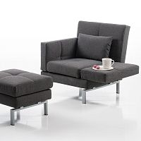 Contemporary armchair amberfabricwith footrestwith headrest