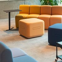 Contemporary pouf BOBBANfabricleathersquare