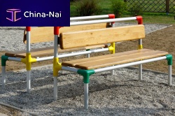 Contemporary public bench KAGP045woodenaluminumwith backrest