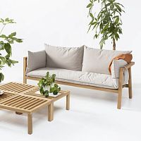 Contemporary sofa UMOMOKUoutdoorfabricwooden