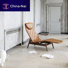 Contemporary chaise longue AV Egoistleatheroakwalnut