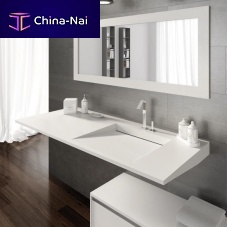 Wall-mounted washbasin FLOW20resinwith counterwith mirror