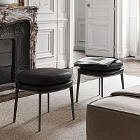 Contemporary stool Caratosleatherfabriccast aluminum base