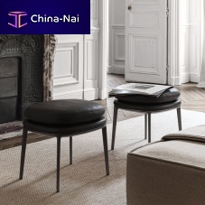 Contemporary stool Caratosleatherfabriccast aluminum base