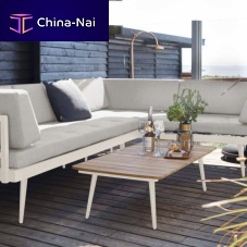 Contemporary coffee table Rioteakaluminum baserectangular