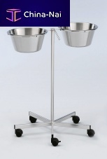 Double bin surgical basin stand 242.1350.0trolley-mountedstainless steel