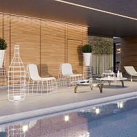 Contemporary fireside chair POLTRONCINAleatherironwith removable cushion