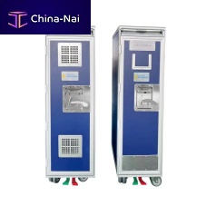 Full-size aircraft meal trolley with built-in electronic lockwith dry ice