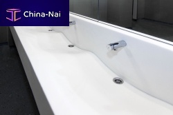 Countertop washbasin WAVE 200 BASIN THROUGHCorian®multiplecorner