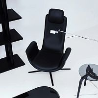 Contemporary armchair ODYSSEYfabricleathersteel