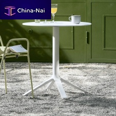 Contemporary bistro table Eexwoodenpolypropylenemetal base