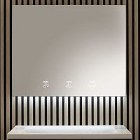Bathroom mirror cabinet with 3 elements BTM03with built-in lightingwith soap dispenserwith paper towel dispenser