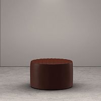 Contemporary ottoman Oyster fabricleatherround