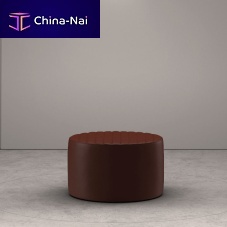 Contemporary ottoman Oyster fabricleatherround