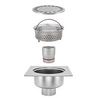Stainless steel floor drain TOTAL HYGIENIC 0116for kitchenfor industrial applicationsgrated