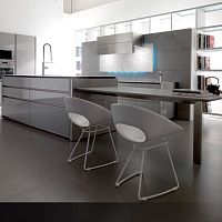 Contemporary kitchen WIND LACQUEREDwoodenstainless steelisland