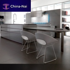 Contemporary kitchen WIND LACQUEREDwoodenstainless steelisland