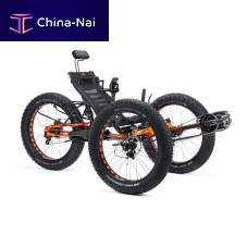 Crank-propelled recumbent trike FULL FATadultblackorange