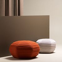 Contemporary pouf POPPYfabricroundgray