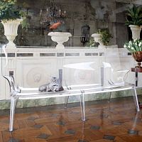 Contemporary garden bench UNCLE JACKpolycarbonatewith backrestwith armrests