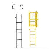 Ladder with safety cage for roof hatchessteel