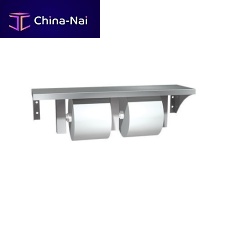 Wall-mounted toilet roll holder 0697-GALstainless steeldouble rollcommercial