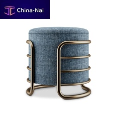 Contemporary stool EEROvelvetpolished brass baseround