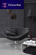 Contemporary armchair GIGIleatherwith footreststar base