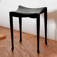 Contemporary stool GAULINO leatherpowder-coated steel baseblack