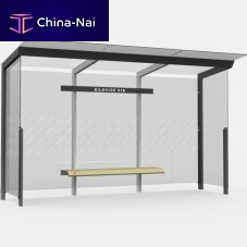 Glass bus shelter X1-300-SSgalvanised steelwith bench
